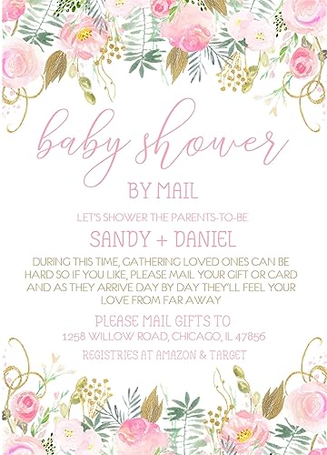 Amazon Com Girls Pink Baby Shower By Mail Invitations Virtual Baby Shower Invitation Card Sets With Matching Return Address Labels Far Away Baby Shower Invitations For Girls Handmade Products Amazon Com Girls Pink Baby Shower By Mail Invitations Virtual Baby Shower Invitation Card Sets With Matching Return Address Labels Far Away Baby Shower Invitations For Girls Handmade Products