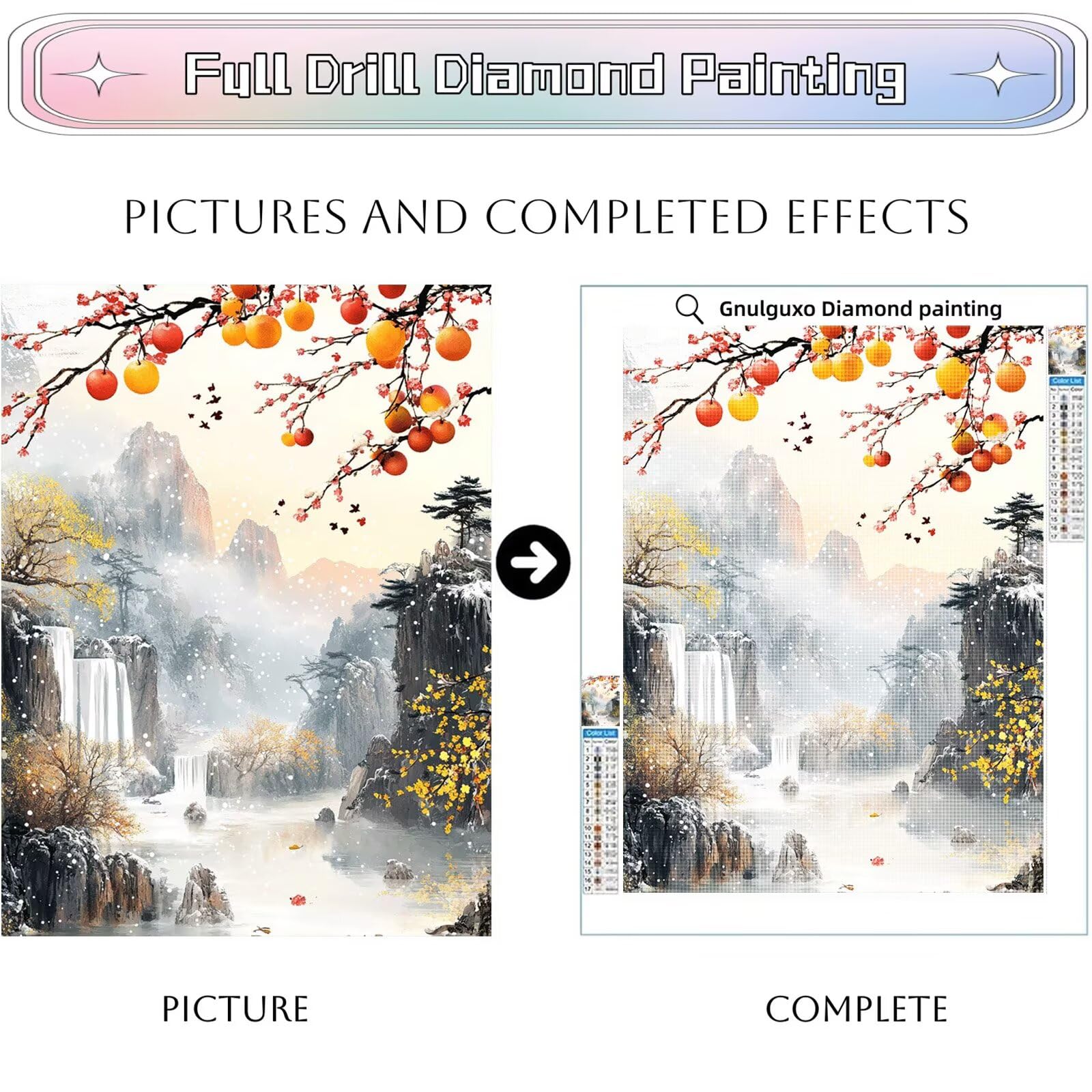 Diamond Painting Erwachsene Landschaft 5D Diamond Painting Schnee Muster DIY Set Erwachsene Anfänger Vollbohrer Diamanten Malerei Stickerei Bastelset für Zimmer Wand Deko Schlafzimmer 60x80cm,Model815