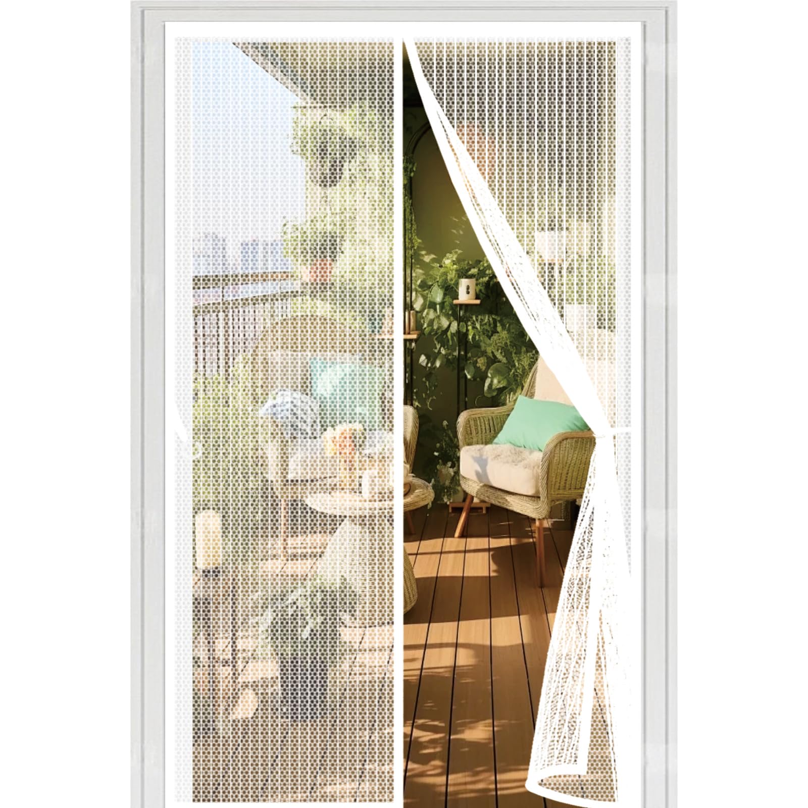 Anti mouches pour patio : grand rideau magnétique blanc 134x288 cm
