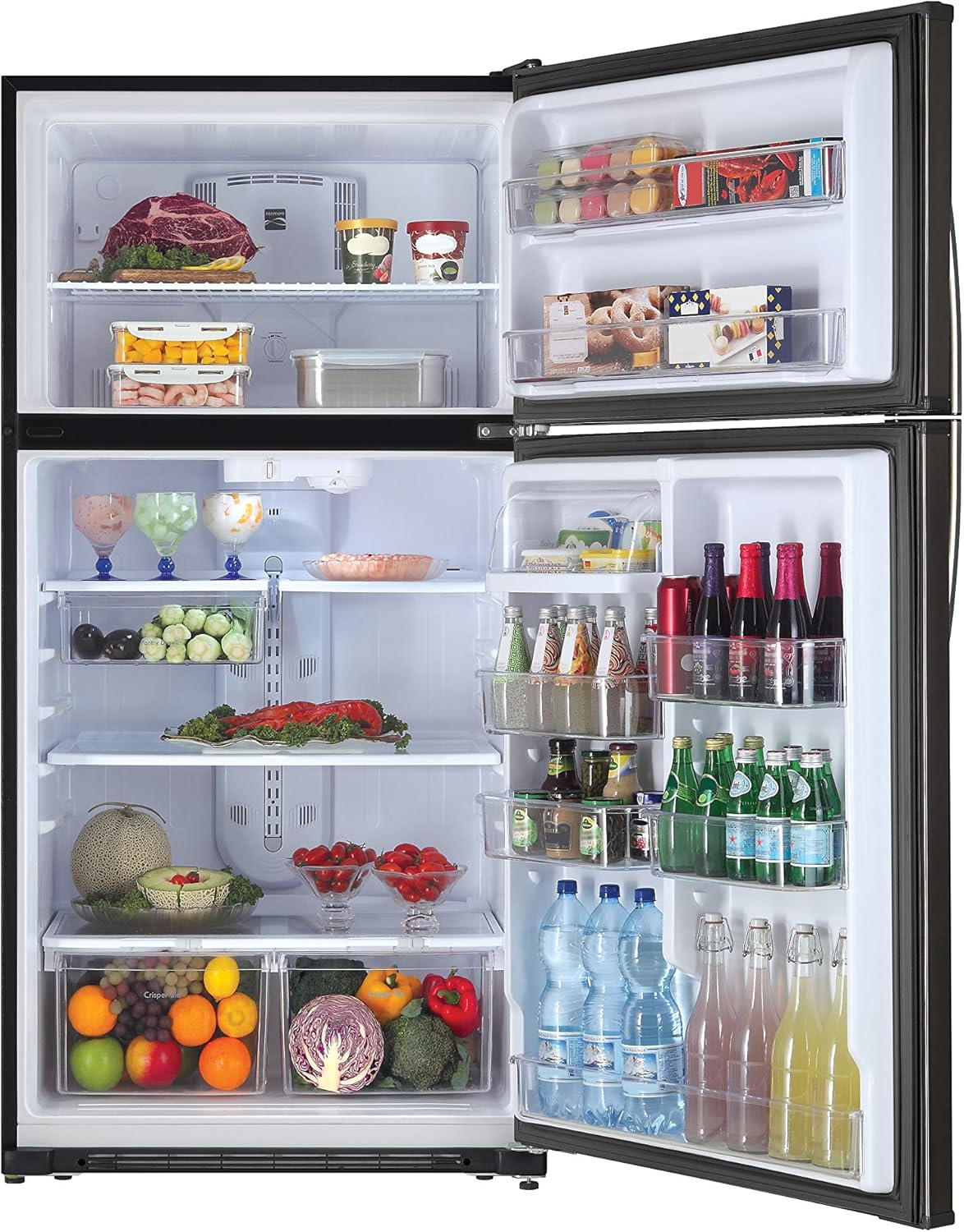 Kenmore Top-Freezer Refrigerator with LED Lighting and 20.8 Cubic Ft. Total Capacity, Black