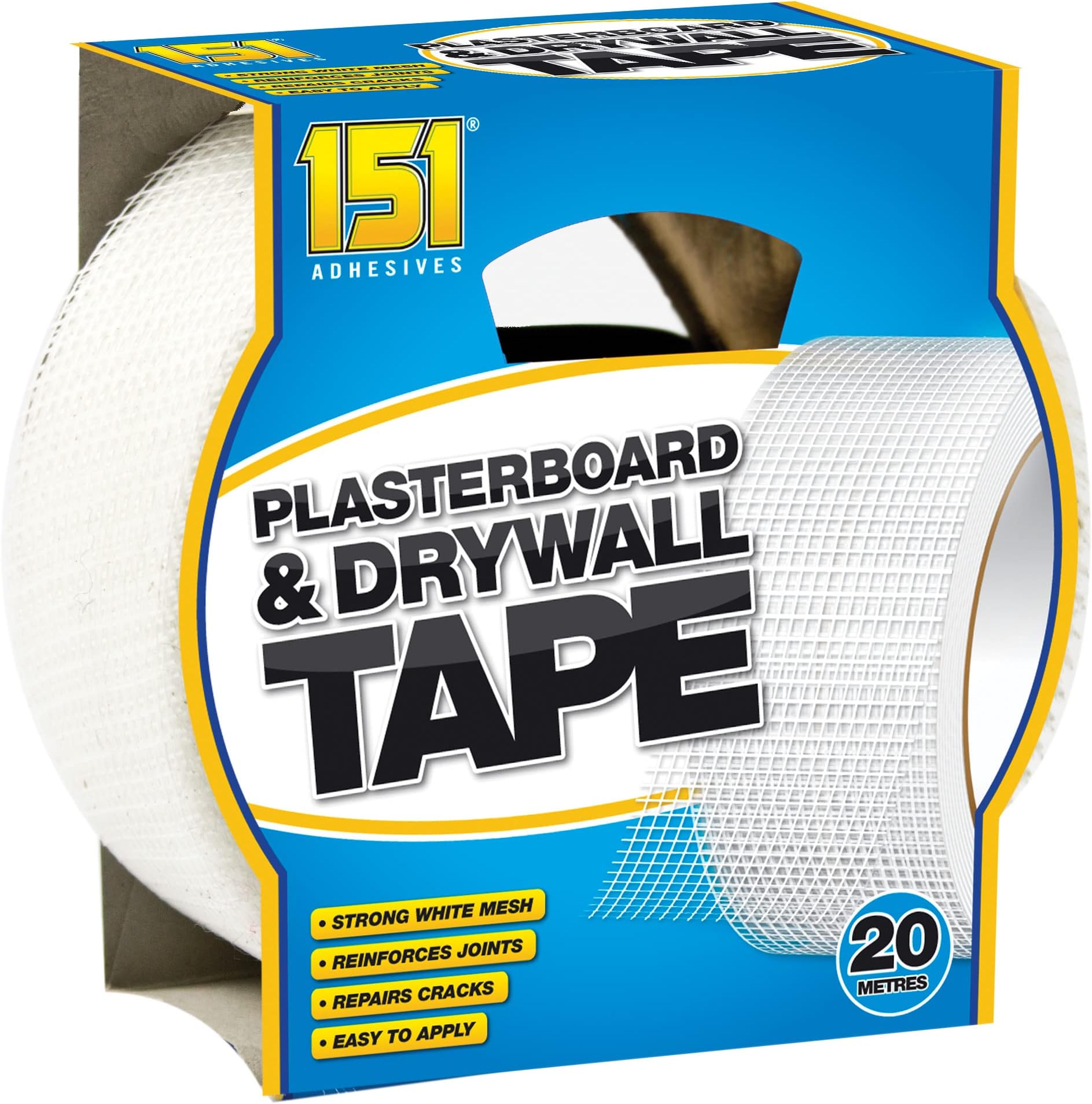 151 Diy Plasterboard White Strong Mesh Tape, 20 Metre Roll