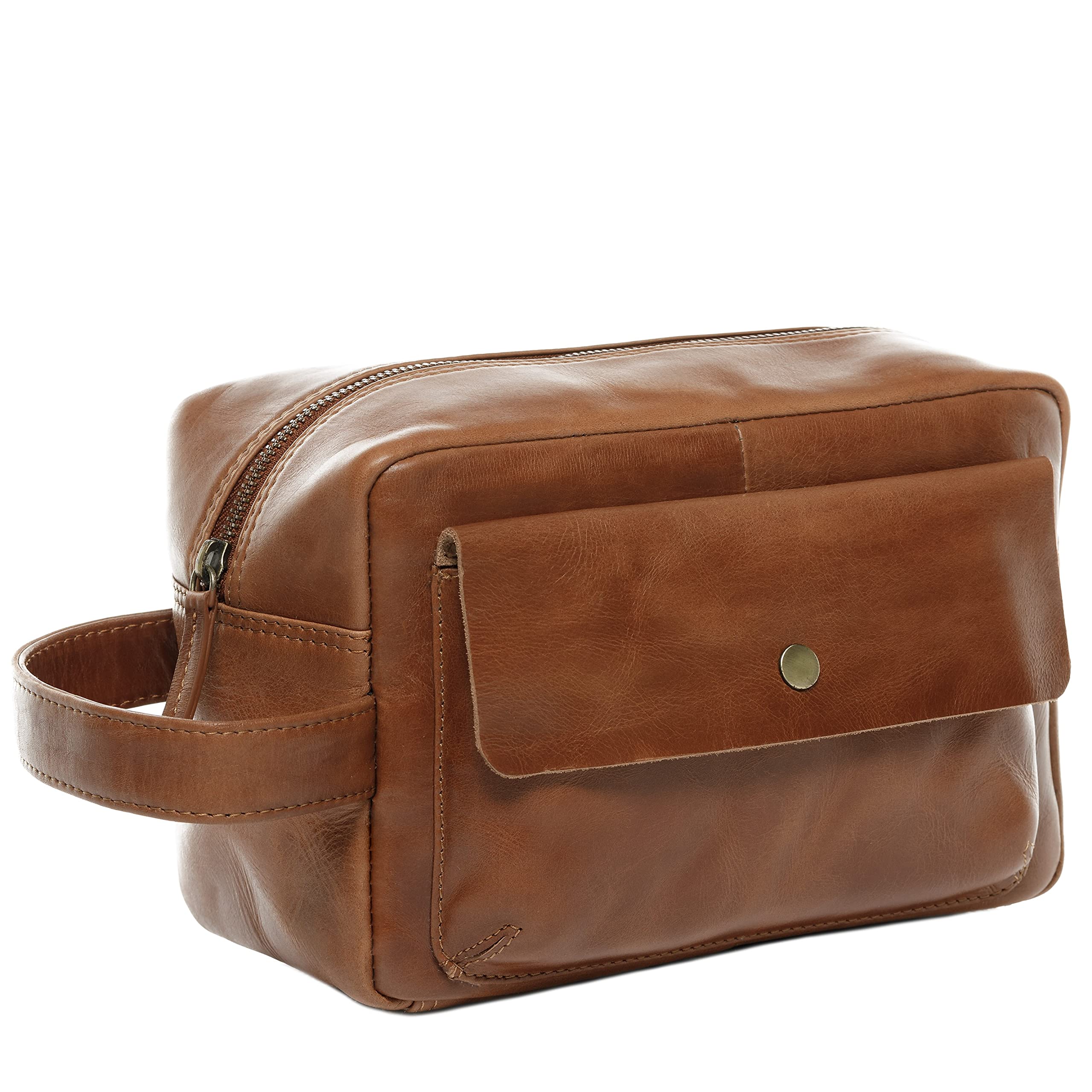 SID & VAIN Neceser Hombre Grande Cuero I Neceseres de Viaje I Bolsa de Aseo Simon marrón Hecho a Mano
