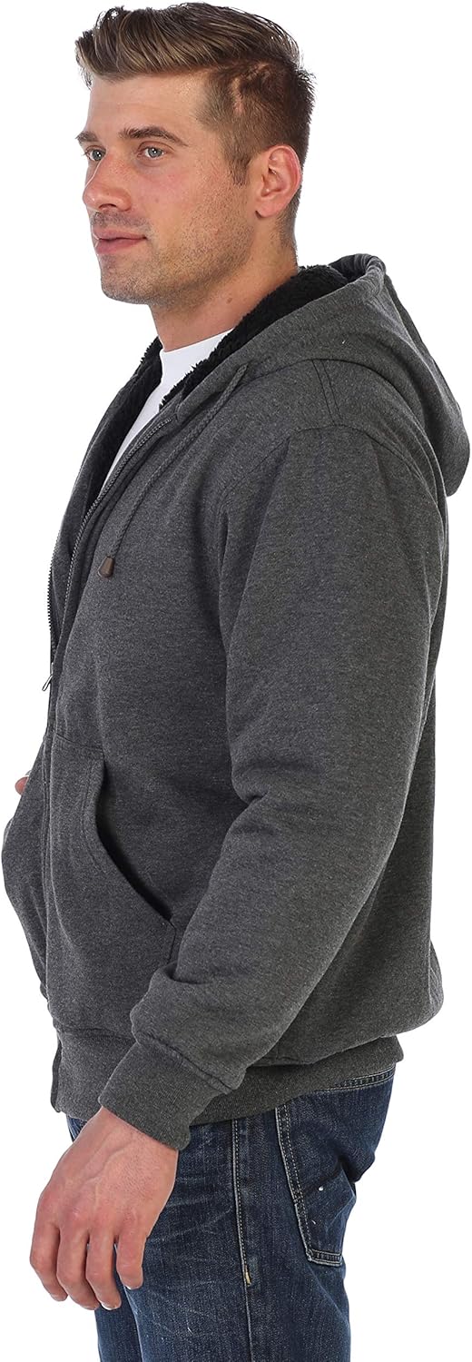 Gioberti Men's Soft Heavyweight Sherpa Lined Fleece Hoodie Jacket - Image 5
