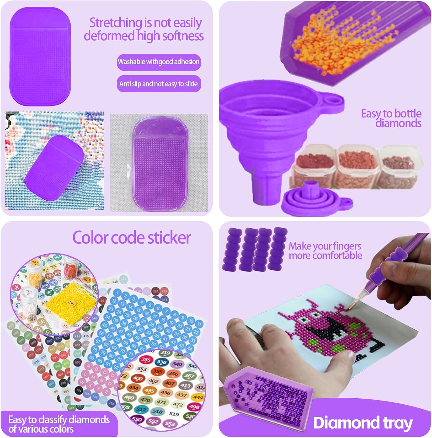 DNSGOOR 244Pcs All Inclusive Diamond Art Accessories Kit Diamond Painting A2 LED Light Pad Set with Diamond Art Sealer Glue Stand Storage Case Pens 5D Painting Tools for DIY Drill Craft