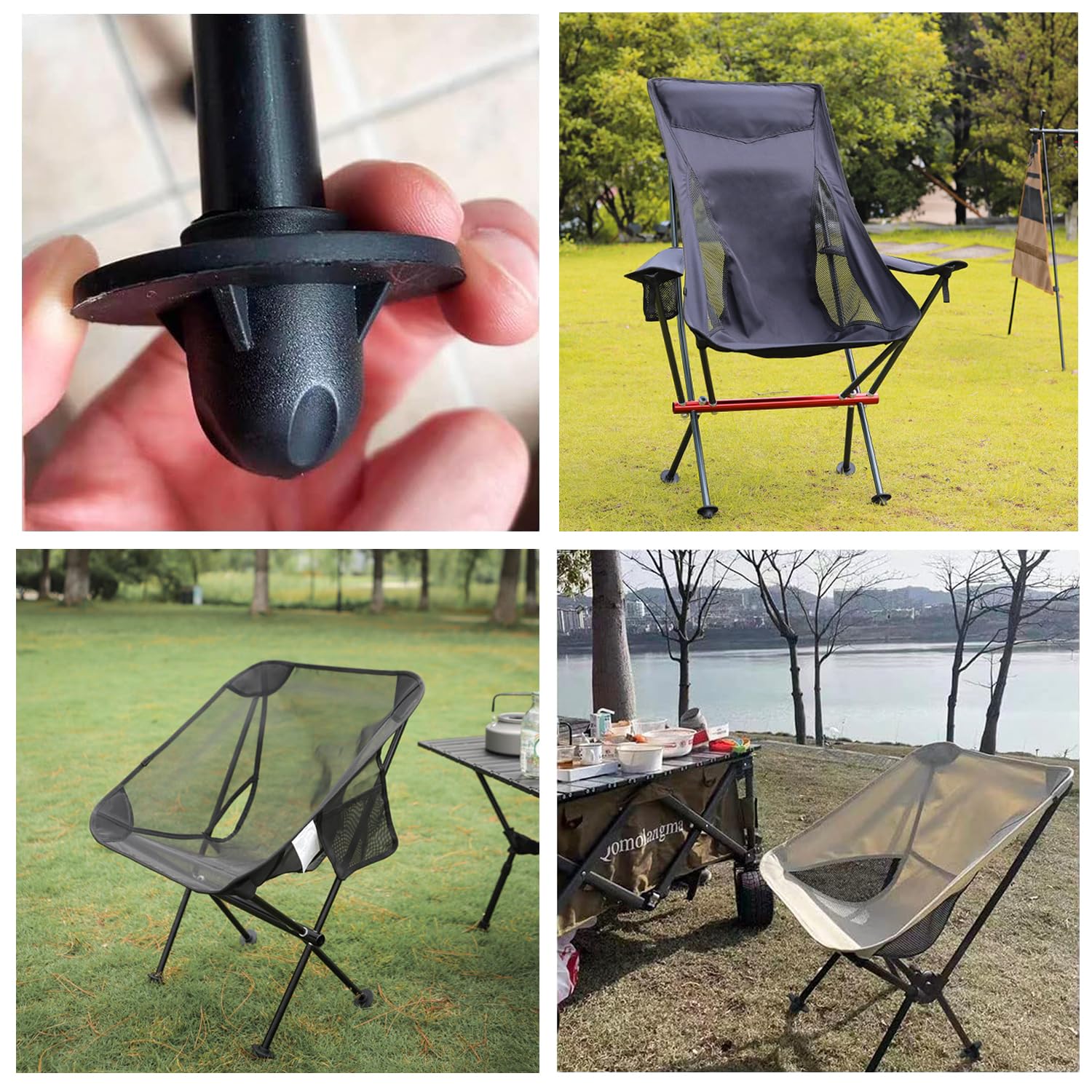 PATIKIL 4-Pack Chair Feet Replacement Tips | 0.59" Non-Slip Plastic Leg Caps For Camping Chairs