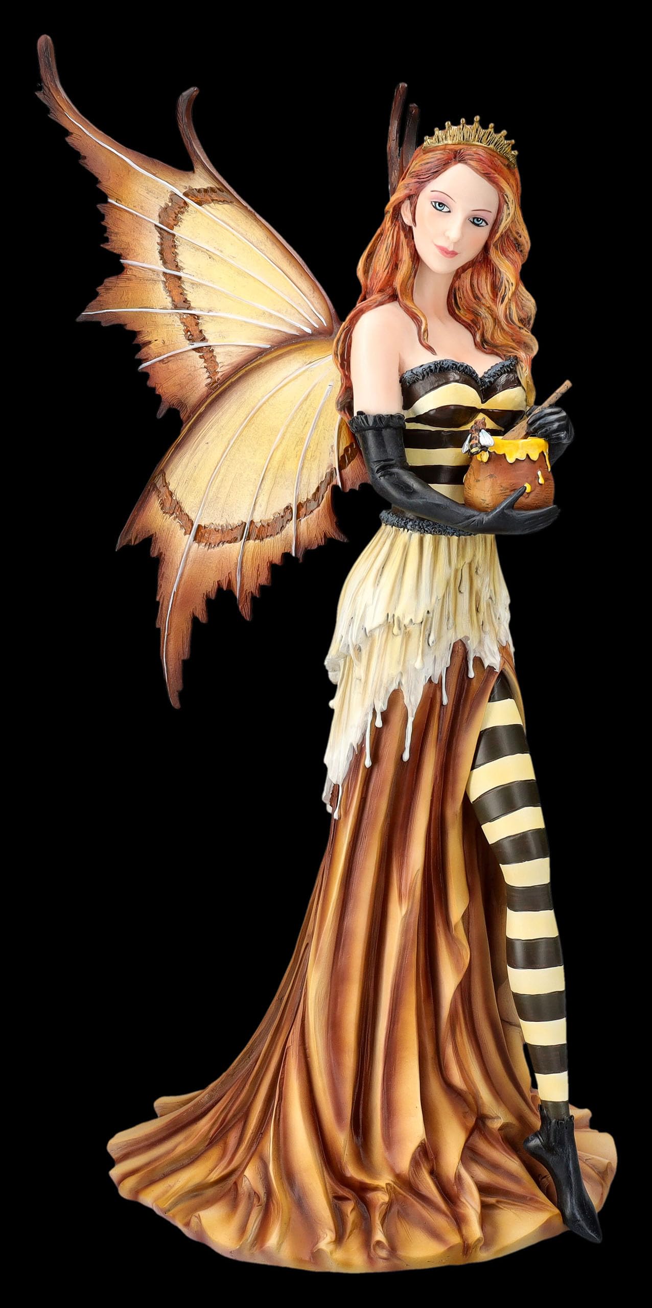 Figuren Shop GmbH Elfenfigur mit Honig – Honey, die Elfe des Honigs – handbemalte Fantasy-Deko (45,5 cm) – Tales of Aurelion Collection – Geschenkidee für Elfen- & Naturfreunde