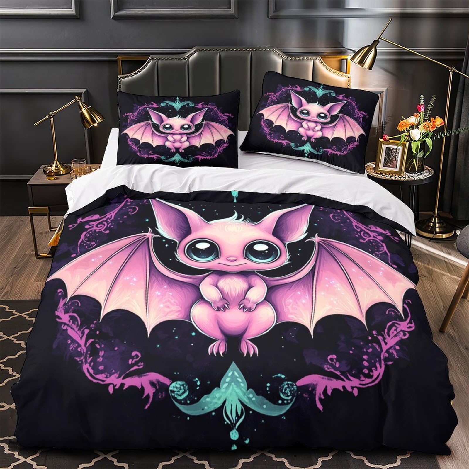 Housse de couette chauve-souris 135x200cm idéale pour une chambre d'ado moderne et cocooning