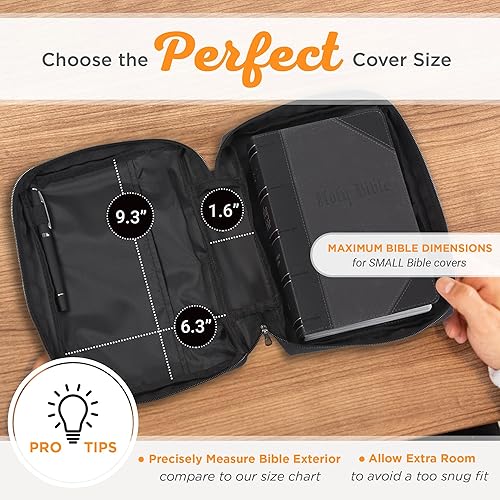 Miniatura 182 de Funda de lona para hombres y mujeres con cremallera para Biblia o libro con asa. Azul marino/Be Still