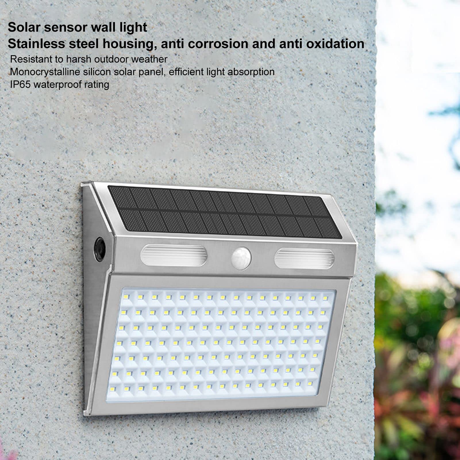 Luces Solares para Exteriores Luz de Pared con Sensor Solar IP65 Impermeable 112 LED Lámpara de Pared con Sensor de Movimiento Solar Luces de Pared Solares para Exteriores para Puerta de Entrada, Pati