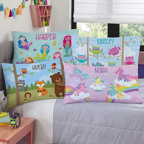 Miniatura 2 de Lets Make Memories - Funda de almohada personalizada para niños, tela suave, poliéster, tamaño de almohada estándar, diseño de unicornios,