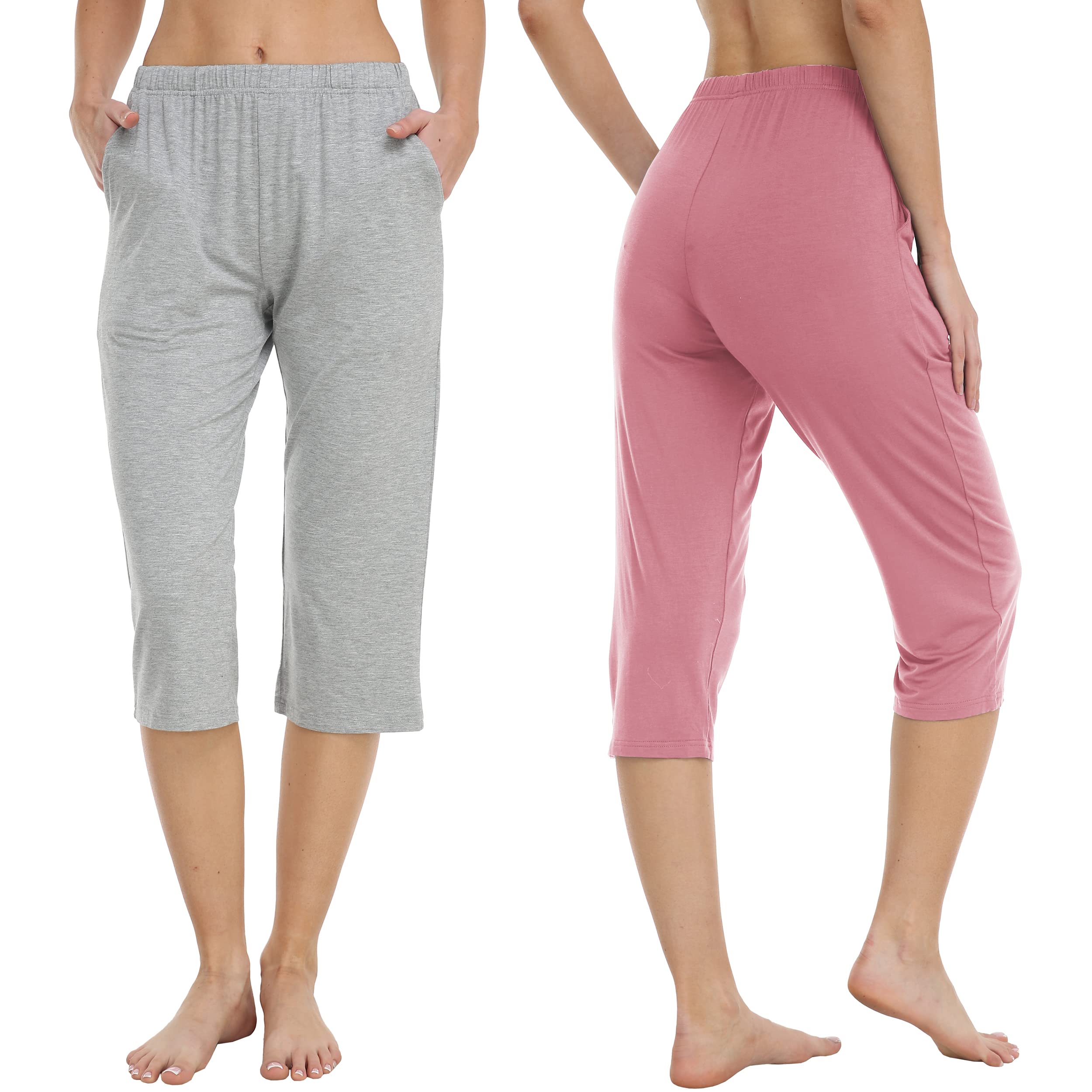 MoFiz Pantacourt de Pyjama Femme Bas Pyjama Modal Leger Pantalon Parfaits pour Le Sport ou Nuit