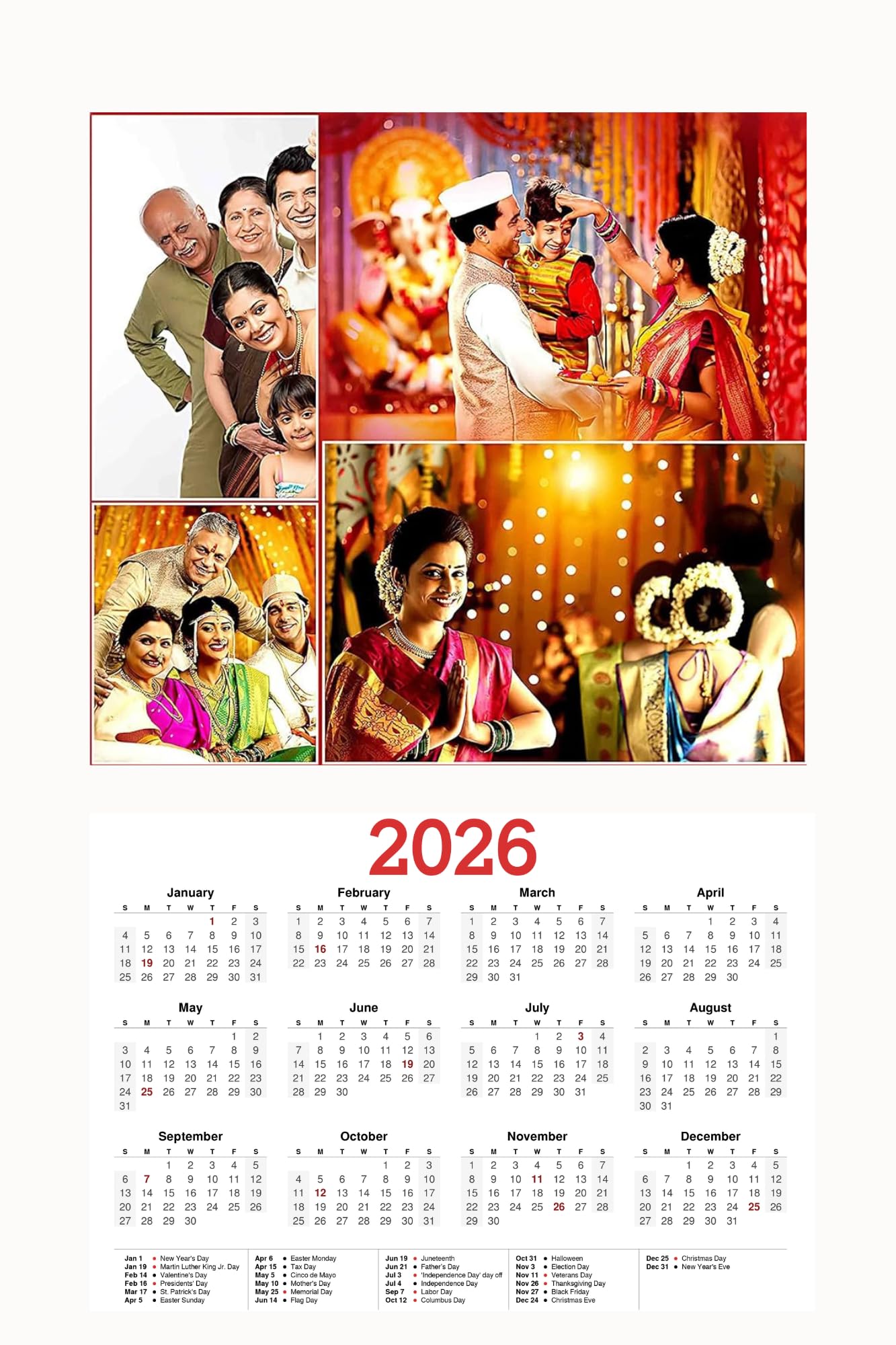 Customised Calendar 2026, Personalized Wall Calendar with Indian Festivals and Holidays-image-49