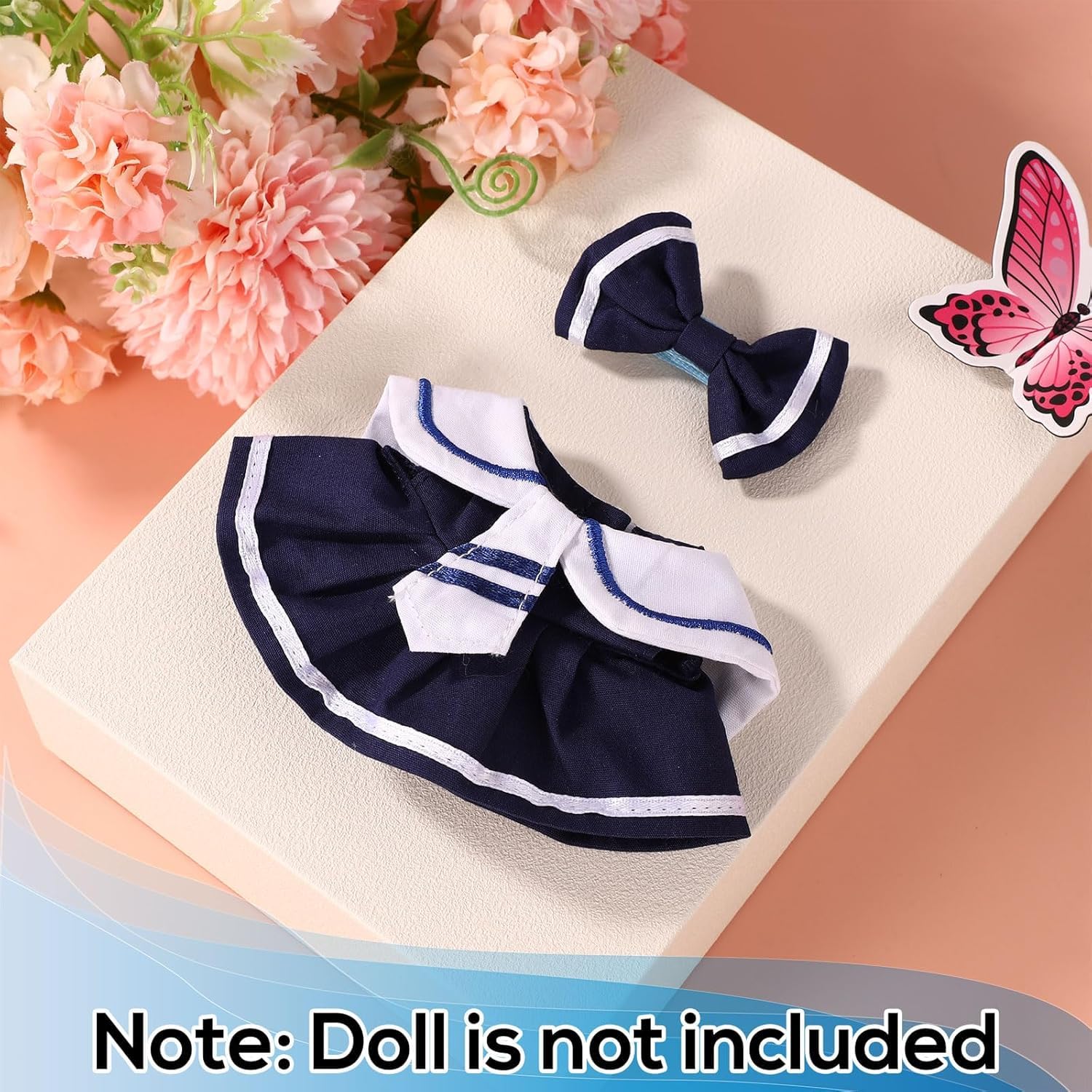 17cm Doll Clothes,Clothes for Dolls Outfit,Accessories for 17cm Dolls Clothes,Cute Clothes for Dress up Unique Style,1 Big Bow 1 Student Skirts Girl for Best Gifts No Doll Included (mult 3) - Image 3