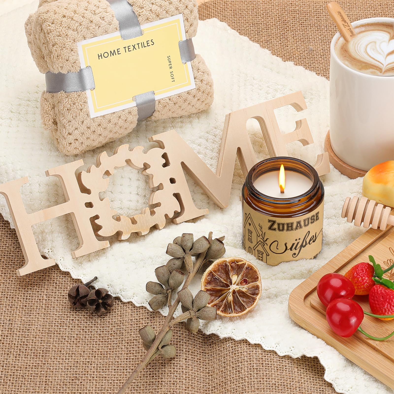 Beeveer Hauseinweihungsgeschenk Set 24-teilig - Holz Servierbrett & Deko Für Paare