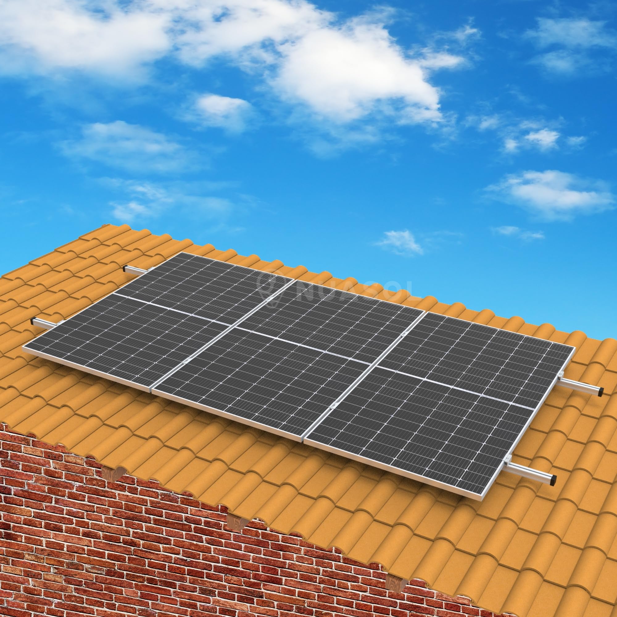 Kit de montage de toit de tuile photovoltaïque,Fixation de panneau solaire avec crochet de toit,Support de panneau solaire avec pince d'extrémité et pince centrale 35 mm NS-HE-ZDME1 Argenté
