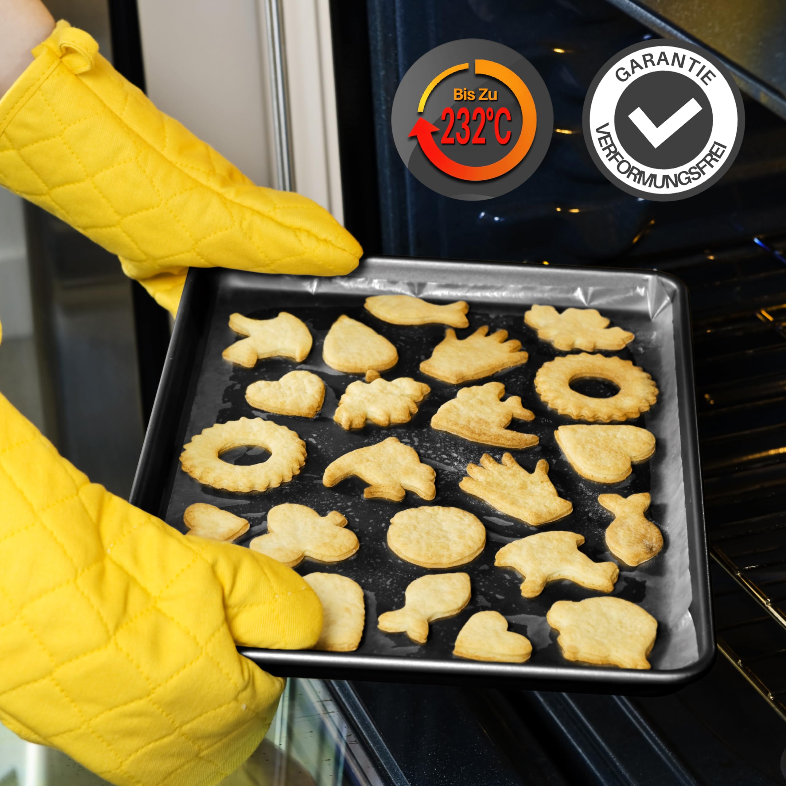 NutriChef XL Backform Backblech Antihaftbeschichtet – Baking Tray, Baking Sheet – Backofenblech 55,6 x 40cm, Backbleche hoher Rand als Kuchenblech, Backblech für Plätzchen, Kekse & Gebäck aus Stahl