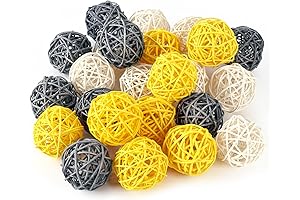 Rattan Round Yellow and Grey Decor Balls