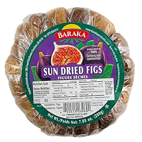 Baraka Higos secos sin azúcar añadido, bocadillos de frutas secas veganas de alta fibra natural Sin aditivos, sin conservantes, calidad gourmet,