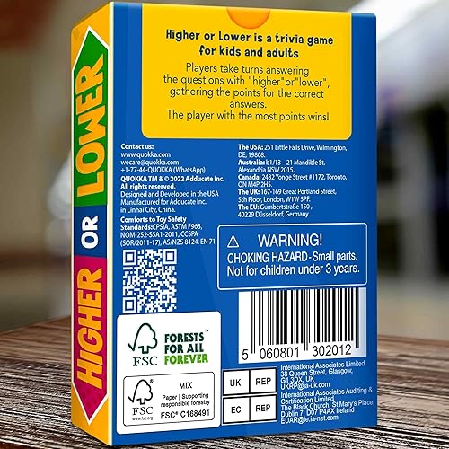 Miniatura 8 de QUOKKA Juegos de mesa de trivia para niños y adultos - Versión V2.0 - Juego de mesa de noche familiar 4 tarjetas de trivia superiores o inferiores