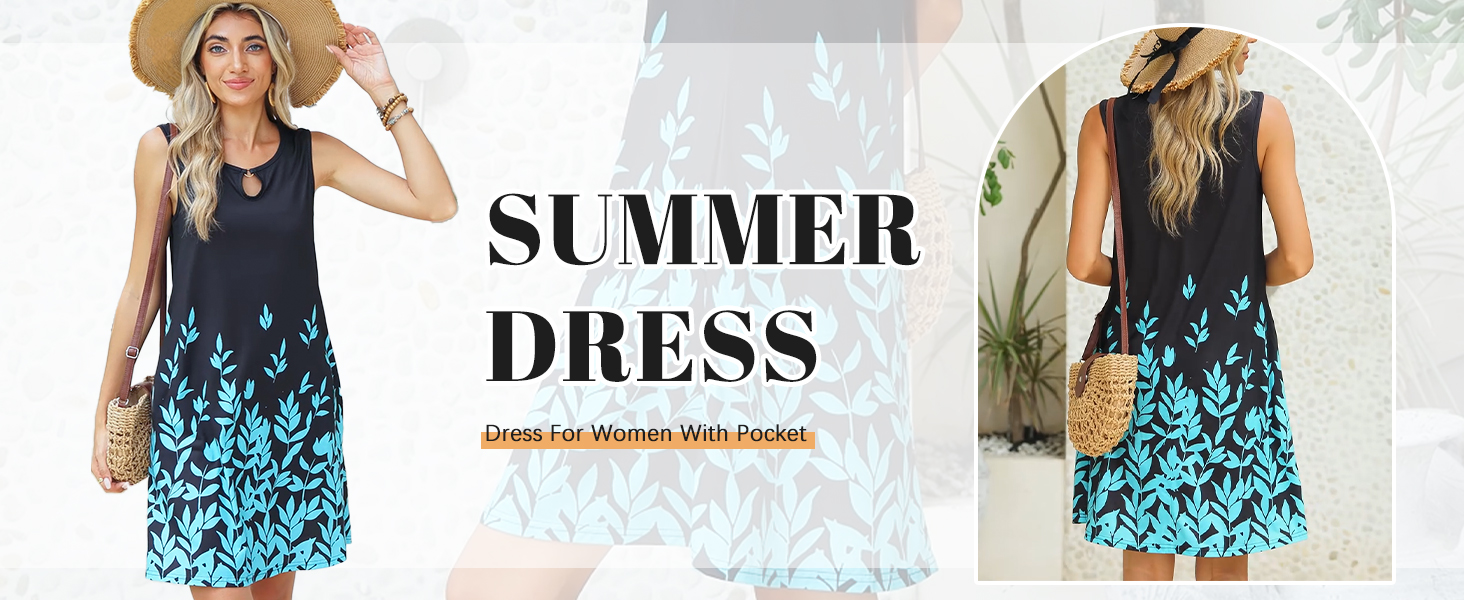 Summer Dresses for Women Casual Sleeveless Sundress Floral Loose Fit Beach  Cover Up with PocketWhite Floral, S at Amazon Women's Clothing store