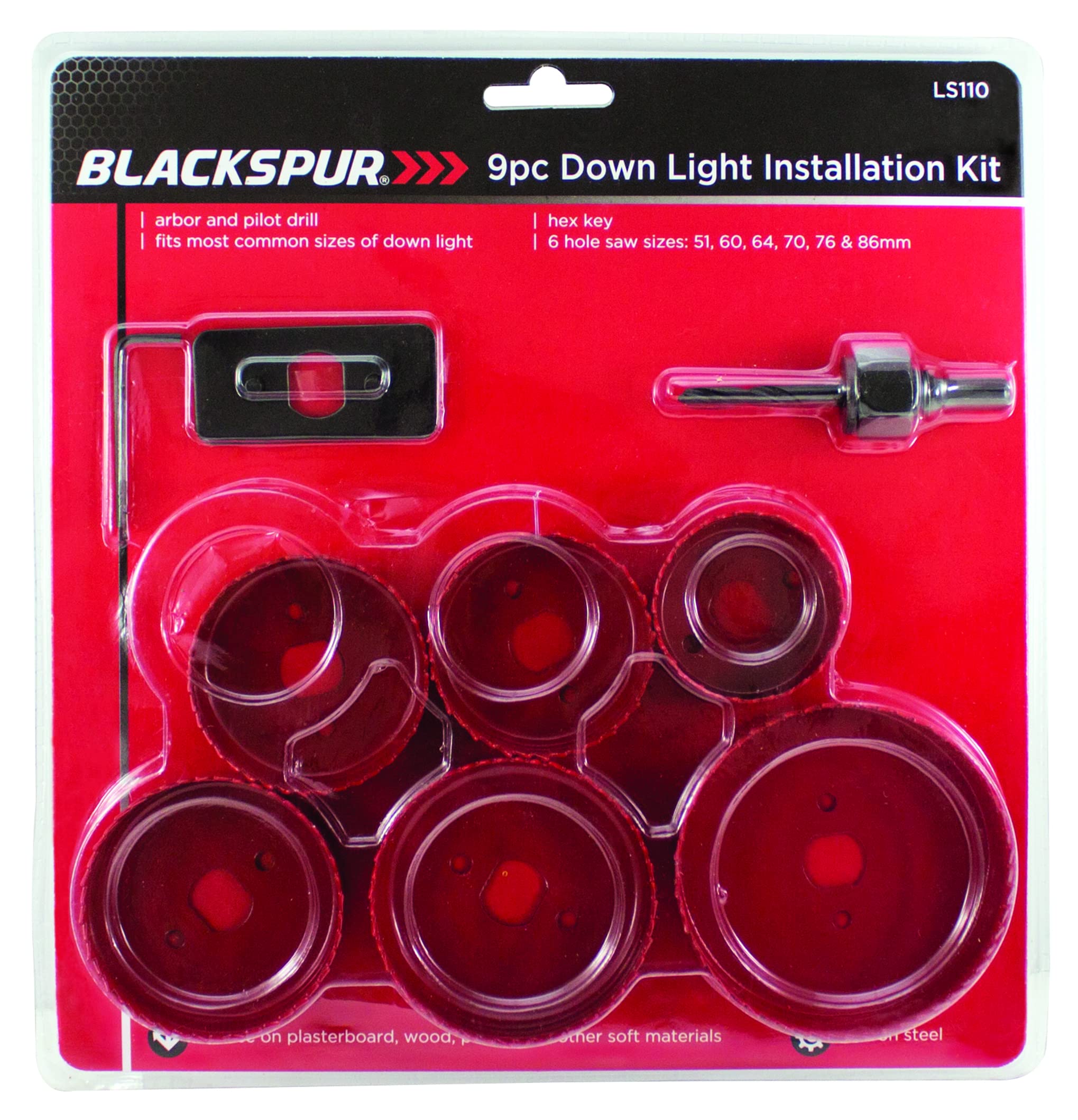 Blackspur Brown Downlighter Instalation Holesaw Kit - 9 Pieces Bb-Ls110