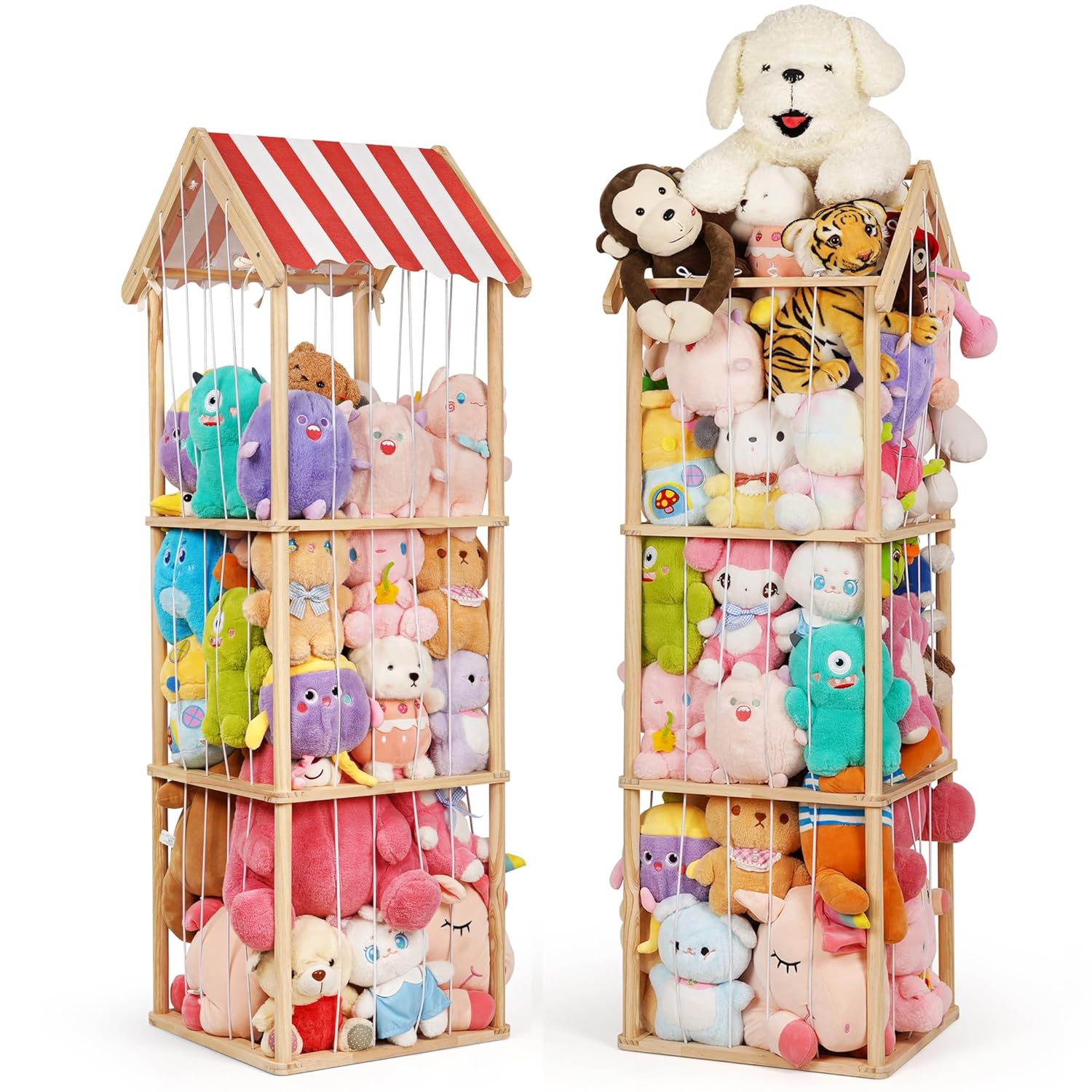 Stuffed Animal Storage, Space Saving Vertical Stuffed Animal Holder Wood, Easy Asse...