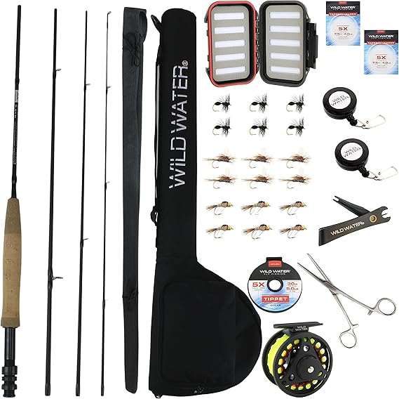 Wild Water Deluxe Fly Fishing Combo Starter Kit, 7Foot