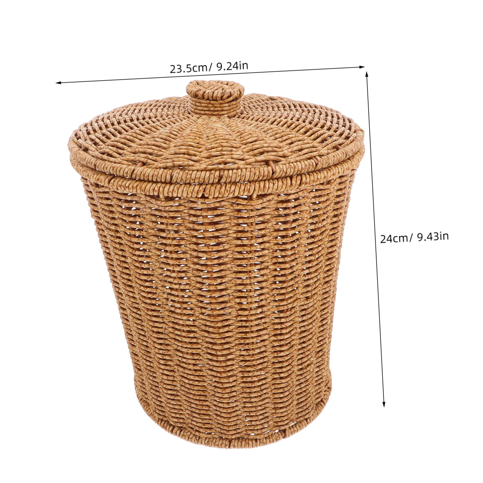 Cabilock Cesta Diseño Elegante y Apilable Tejida de Almacenamiento Solución Versátil con Tapa de Plástico y Hierro para Ropa y Objetos Domésticos