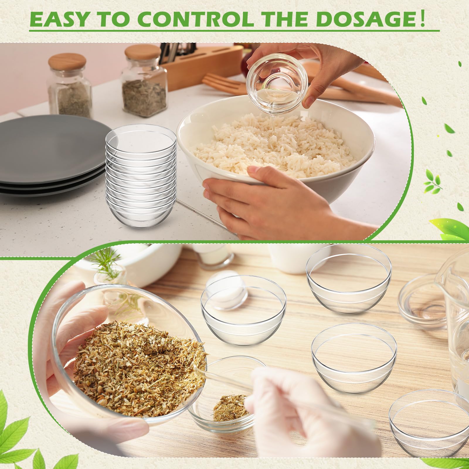 Teenyyou 30 cuencos pequeños de plástico transparente de 3.5 pulgadas y 4 onzas, mini cuencos redondos apilables para ingredientes para salsas, especias, nueces, aperitivos, helados, platos de dulces,