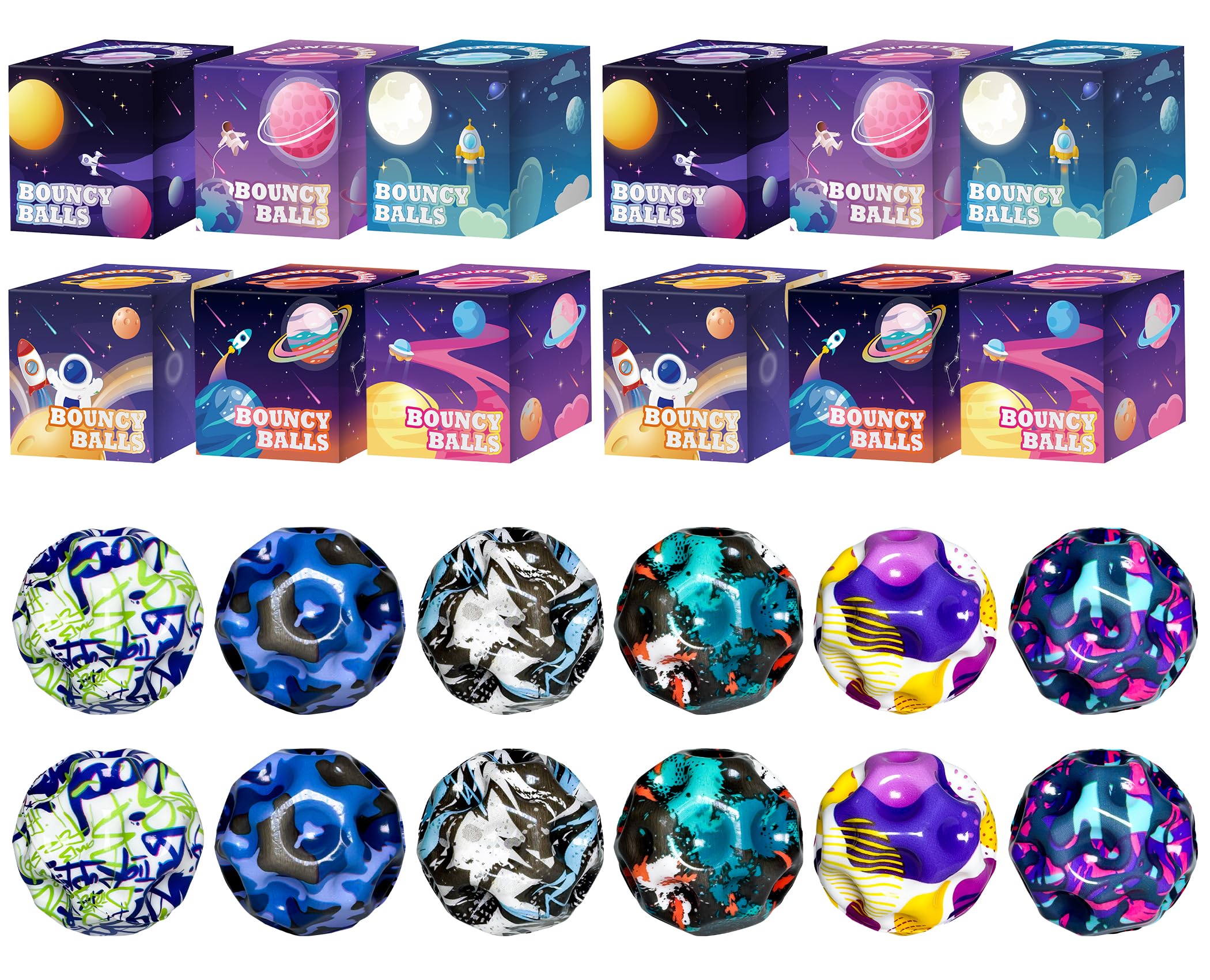 12 Pack Moon-Shaped High-Bounce Ball - Fun Training Tool for Hand-Eye Coordination | Active Play for Kids, Athletes, Family Games, Camp Activities