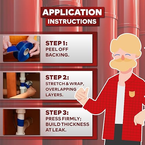 Miniatura 8 de XFasten Cinta autoadhesiva de silicona, para fusión 1 pulgada X 36 pies, Azul