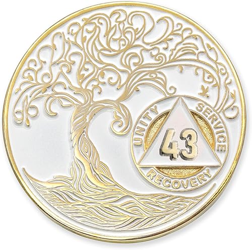 Miniatura 43 de Medallón/Ficha/Ficha de Recuperación AA Sobriety Mint de 2 Años, Árbol de la Vida Retorcido, Dorado - Negro