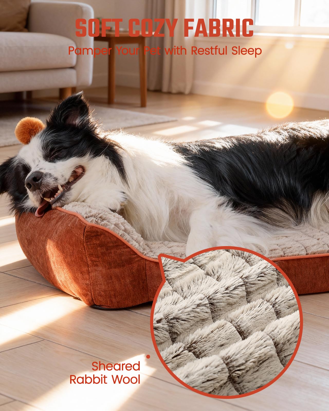Orthopedic Dog Bed for Large Sized Dogs, Waterproof Supportive Egg Crate Foam Medium Dog Couch, Pet Bed with with Removable Bolsters, Washable Cover Non-Slip Bottom, (36''×26''×7.5'') - image 5