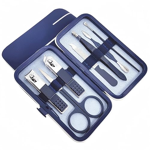 Juego de manicura de 7 piezas, kit de cortaúñas, kit de manicura de acero inoxidable, herramientas de corte de uñas, kit portátil de aseo de viaje,
