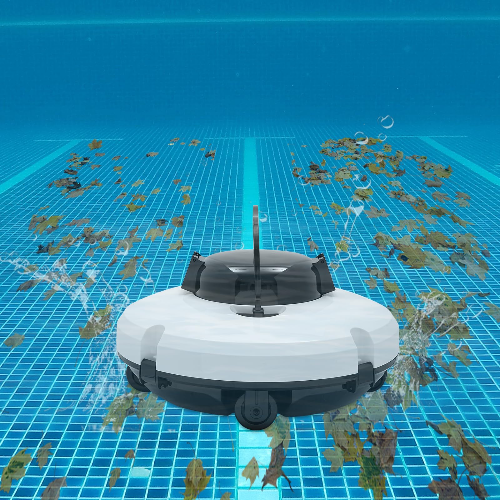 Poolroboter Akku kabellos Poolreiniger Bodenreinigung bis 100m² | IPX8 wasserdicht, Dual Motor, automatische Wandumkehr, 17m/min Reinigung, 2h Laufzeit, für Rund & Rechteck Pools
