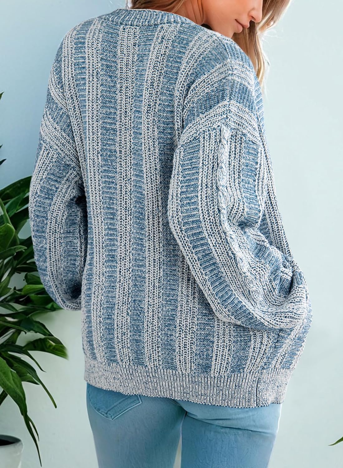 Dokotoo Cardigan Sweaters for Women Casual Long Sleeve Button Down Chunky Knit Open Front Sweater Tops - Image 3