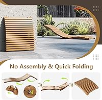 Vista 7 de Tangkula Sillón plegable de madera para patio, silla de piscina de madera de teca con asiento de listones, tumbona portátil de bajo perfil