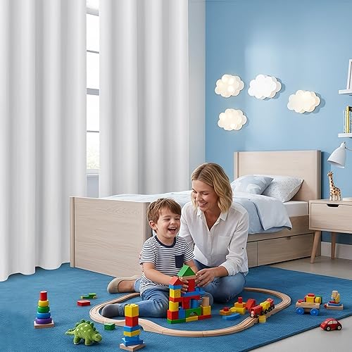 Miniatura 7 de BONZER Cortinas 100% opacas de 84 pulgadas de largo, 4 paneles de cortinas de ventana con aislamiento térmico y bloqueo de luz, cortina de una sola