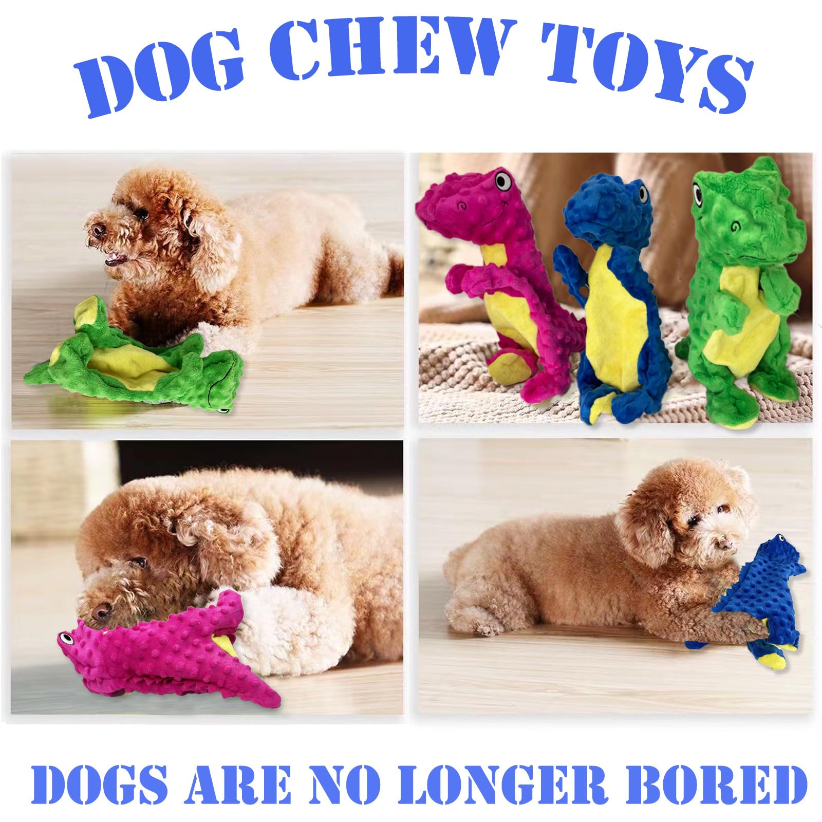 Juguetes para perros sin relleno para masticadores agresivos, juguetes chirriantes arrugados para perros, juguetes masticables duraderos para perros, juguetes de peluche suaves y resistentes,