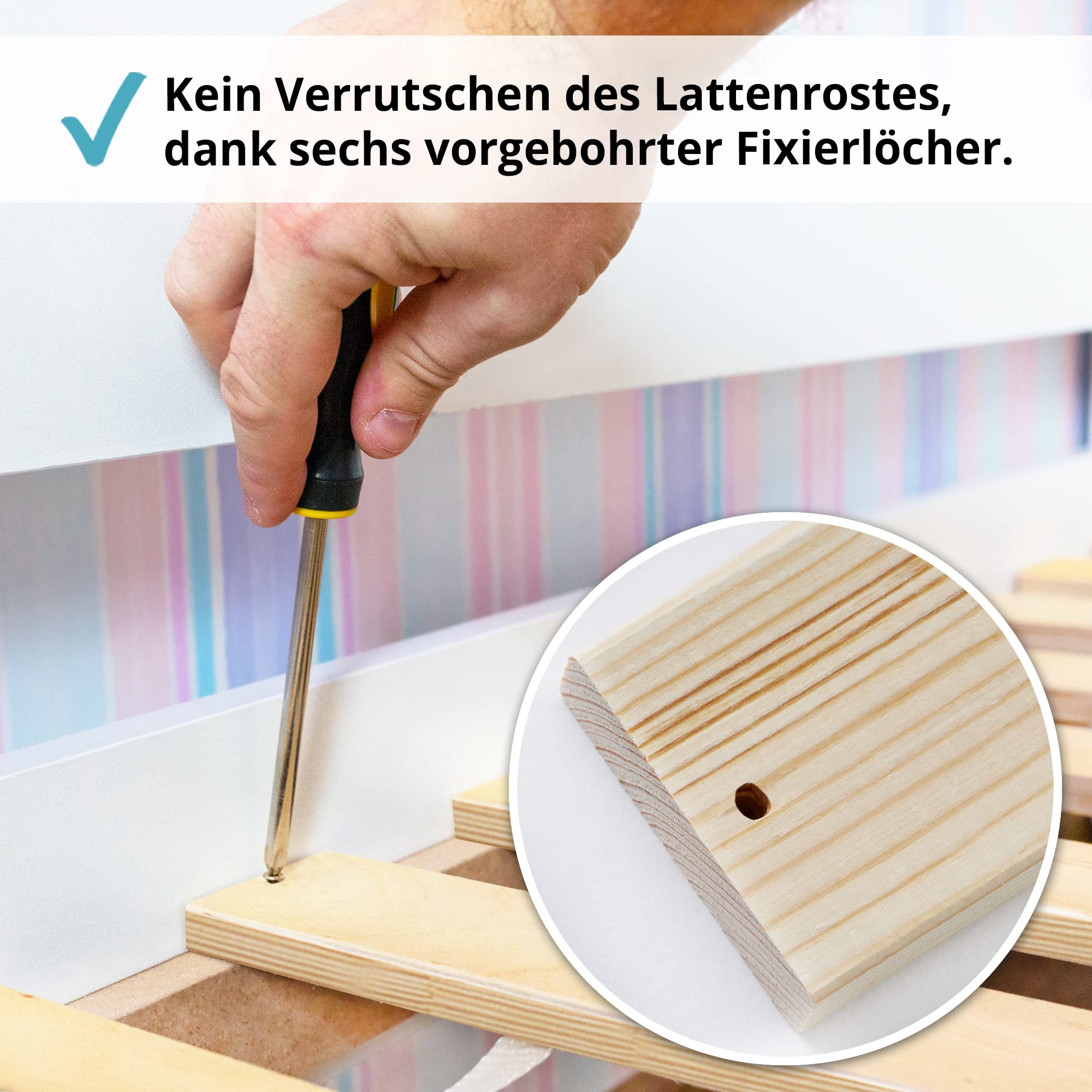 Wolkenland Premium Rollrost Rolllattenrost für Ihr Bett – Lattenrost – stabile 2 cm Dicke Holzlatten bis 400 kg belastbar – 4 Größen zur Wahl – für erholsamen Schlaf (90 x 200 cm 23 Latten)