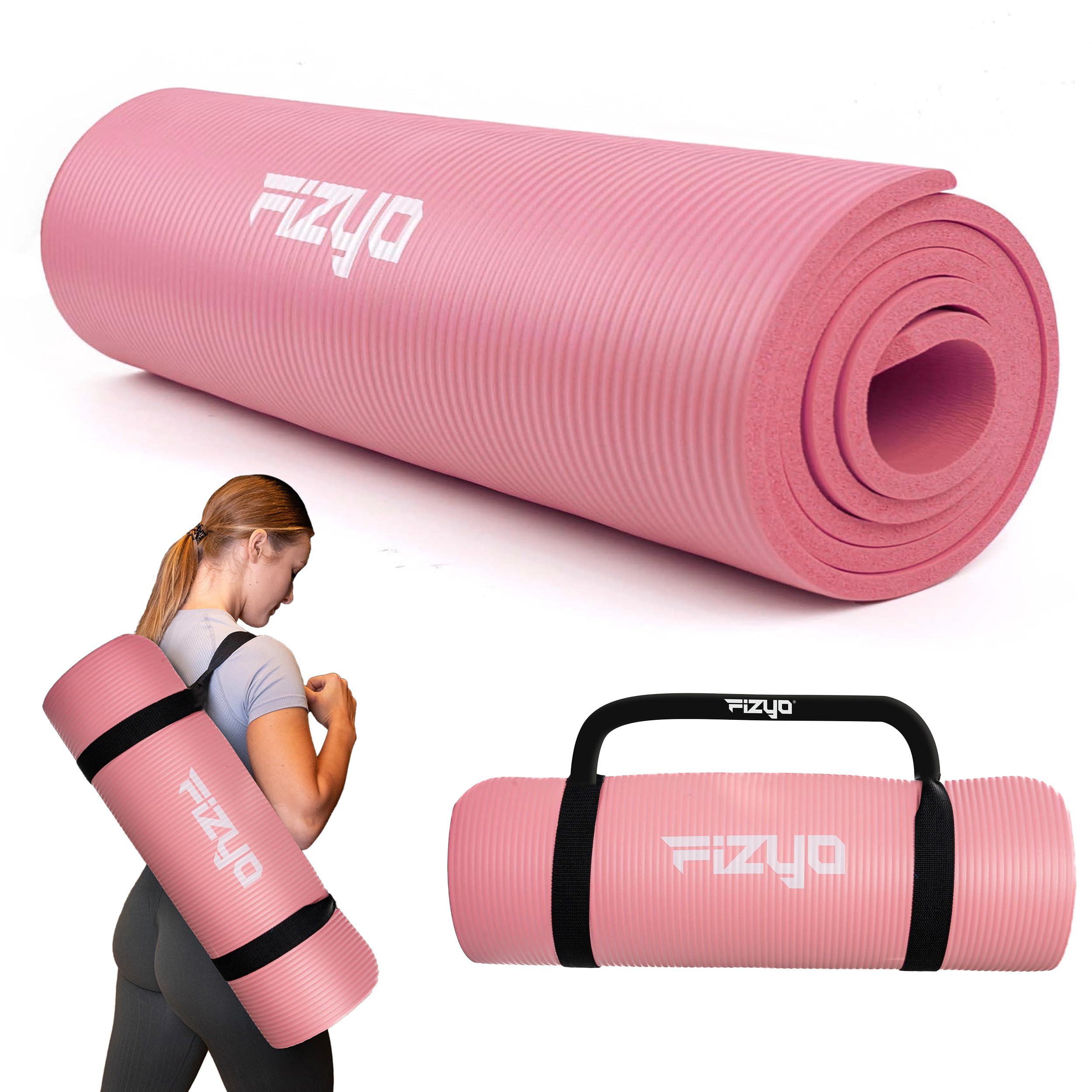 Fizyo Yogamatte Für Yoga Gymnastik Und Pilates Aus Rutschfestem Nbr Schaum Fitnessmatte Extra Dick 15 mm Für Training Sport Übungen Entspannung 190 X 60 cm (Rosa)