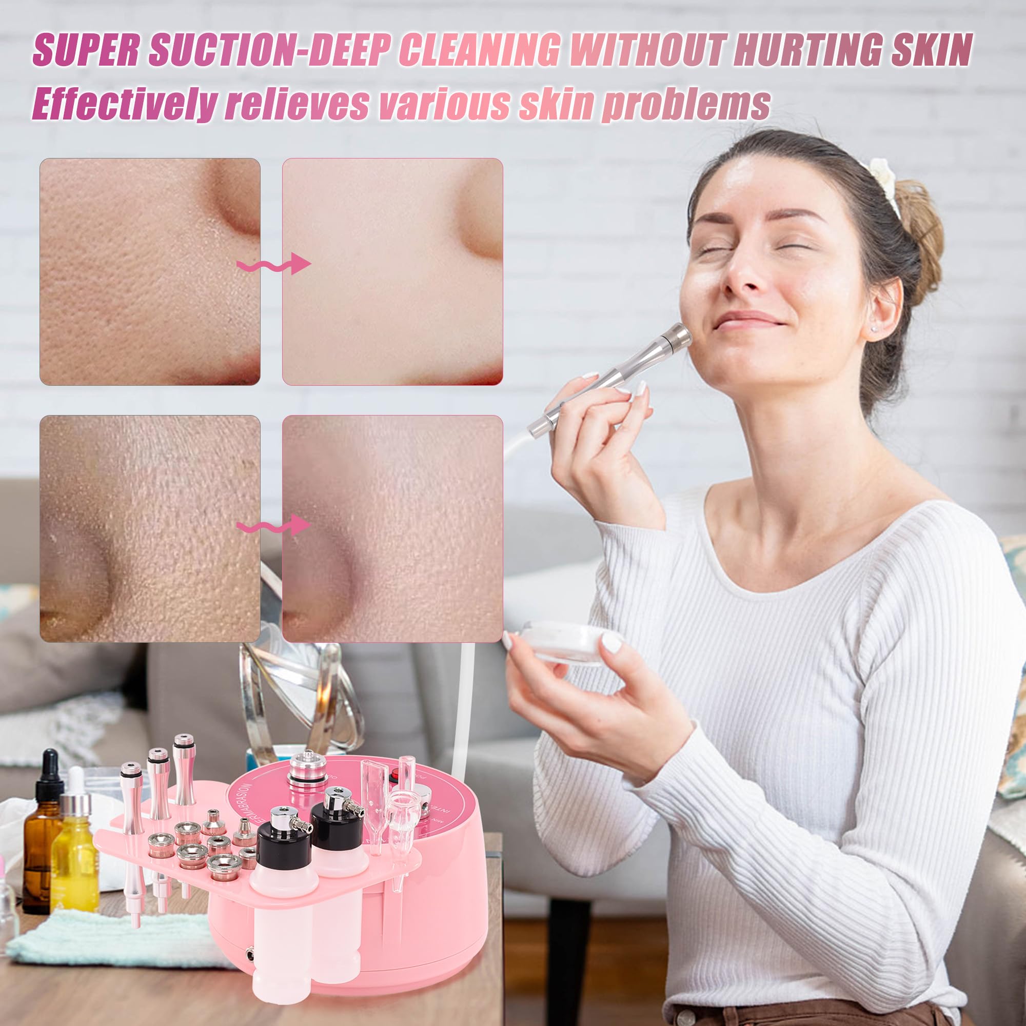Máquina de Dermabrasión de Diamante 3 en 1, Lmaqfum Microdermabrasión Facial Profesional para Casa, con Aspiración y Función de Rociado para Peeling Facial y Limpieza Profunda