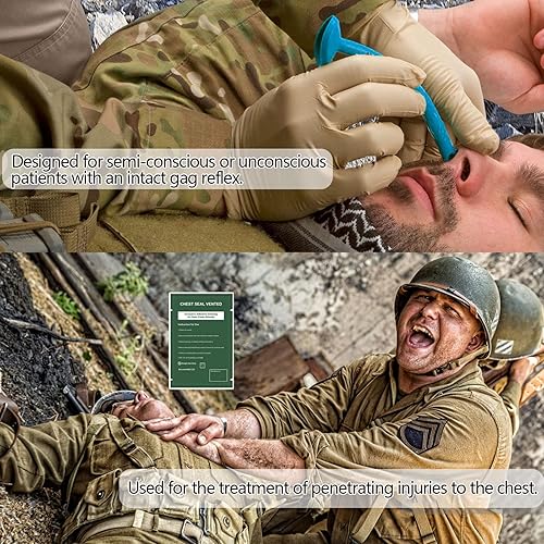 Miniatura 5 de Kit de primeros auxilios de emergencia con sellos de pecho, tubo Naso y férula  Kits de trauma táctico de combate militar para primeros auxilios