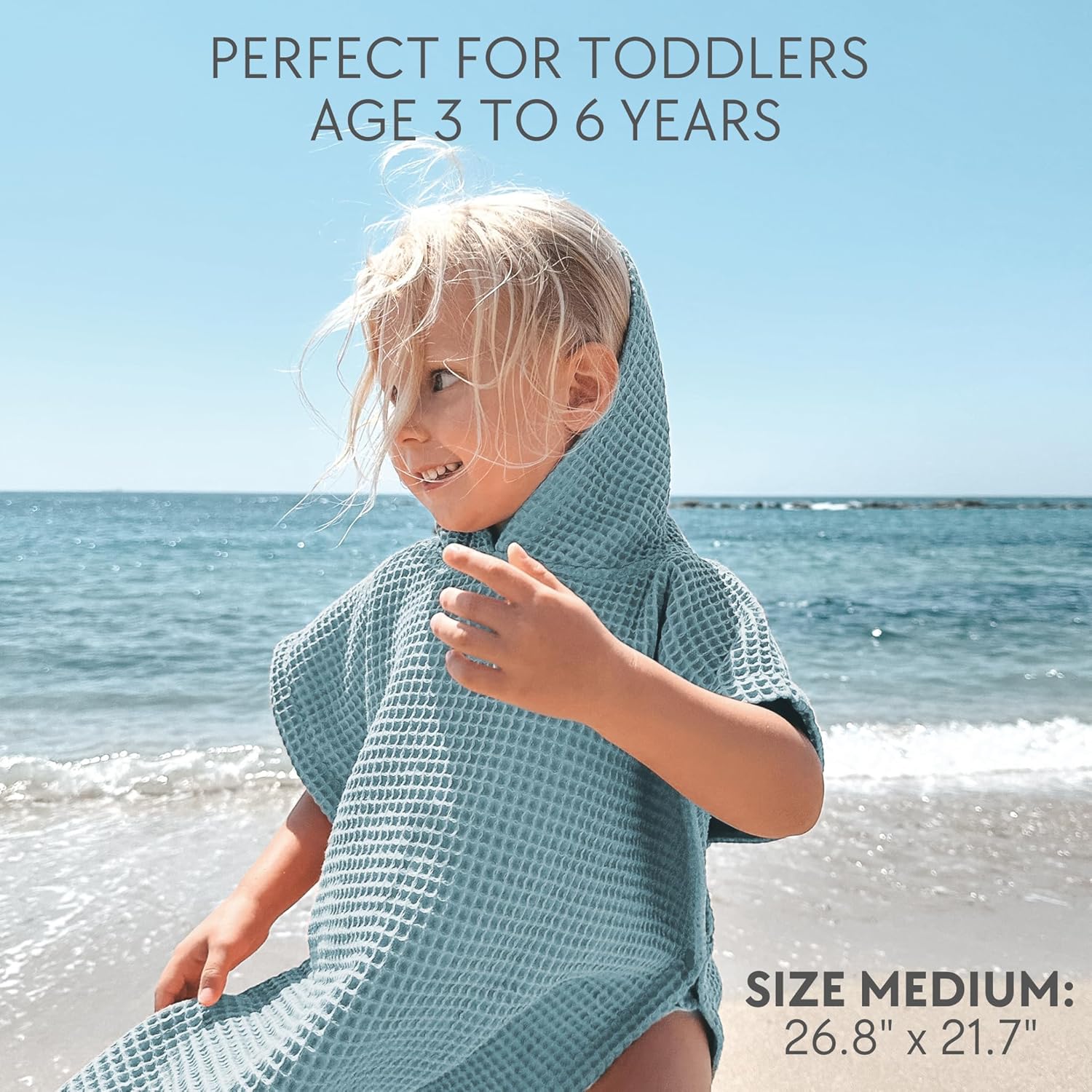 ZICOTO Soft Hooded Beach Towel for Kids - Cute Towel for Babies and Toddler Made of Waffle Cotton - Perfect Lightweight and Absorbent for Bath, Beach, Pool - Image 4