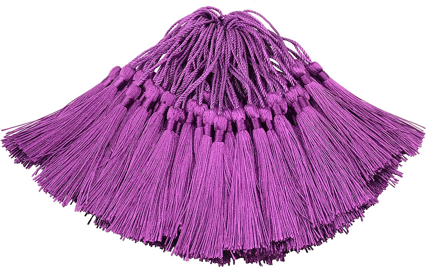 TIMESETL 50 Psc 13cm/5 Inch Silky Floss Craft Tassels, Handmade Tassel with Loop for Jewelry Making Souvenir, Bookmarks, DIY Craft Accessory (Aubergine)