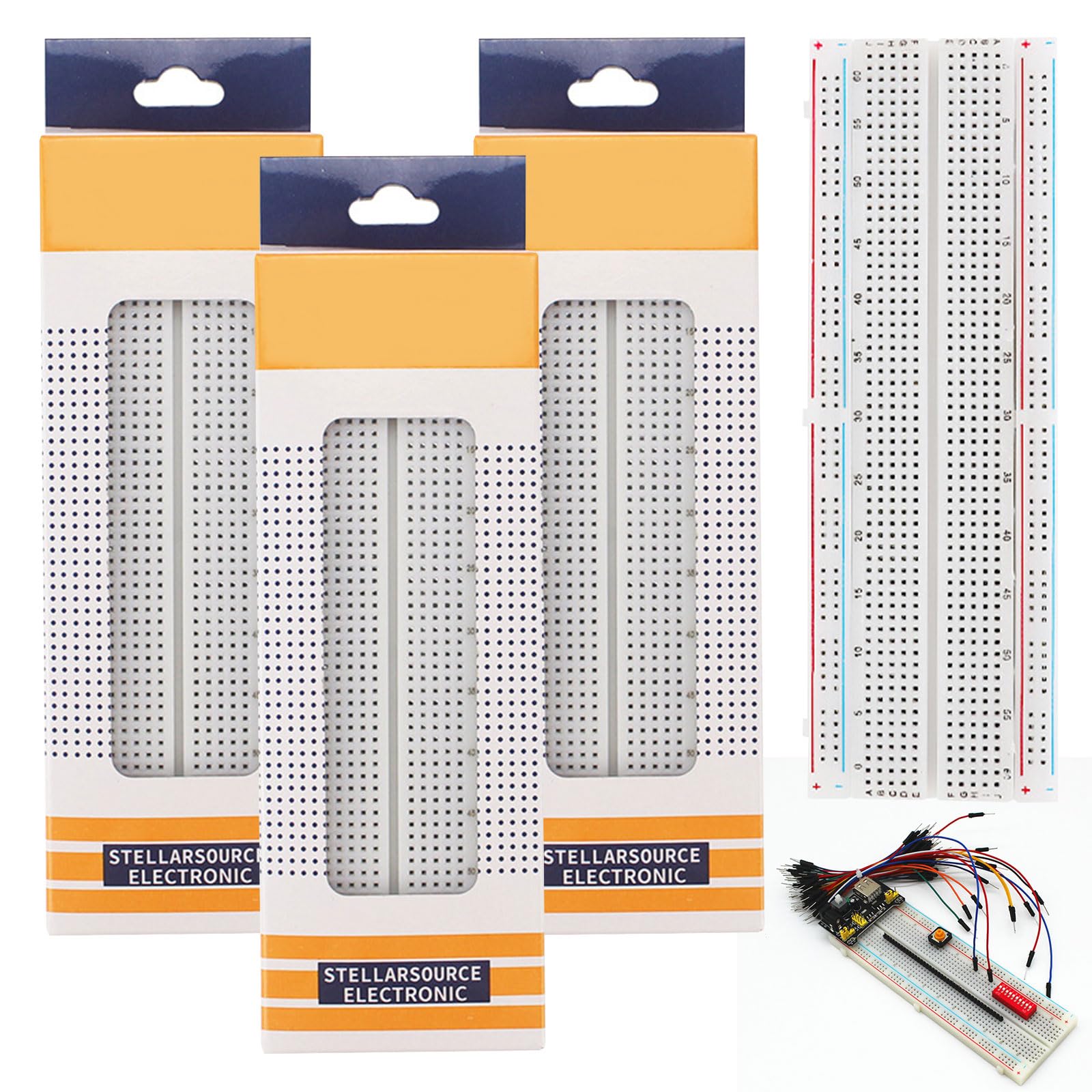 Breadboard kit, Basetta Piastra Sperimentale, Solderless Breadboard, 4 Pezzi 830 Punti Breadboard, Compatibile con il Blocco di Connessione di Distribuzione Dello Scudo del Prototipo