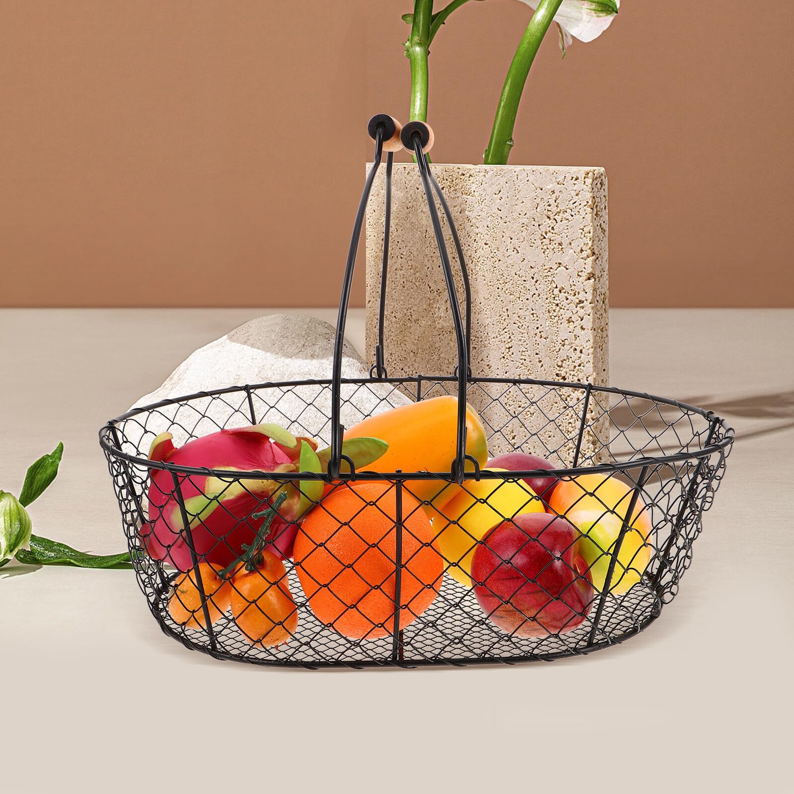 Hemobllo Panier Charbon avec Poignées Bac pour Cheminée Intérieur Conteneur Métal pour Charbon de Bois Organisateur de Fruits et Légumes pour Plan de Travail