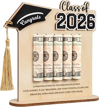 Graduation Money Holder 2026, Wooden Class of 2026 Graduation Gifts Money Holder, Unique Graduate Gifts for Him Her Daughter Son Seniors, Grad Cash Holders for University, College Wood 2026