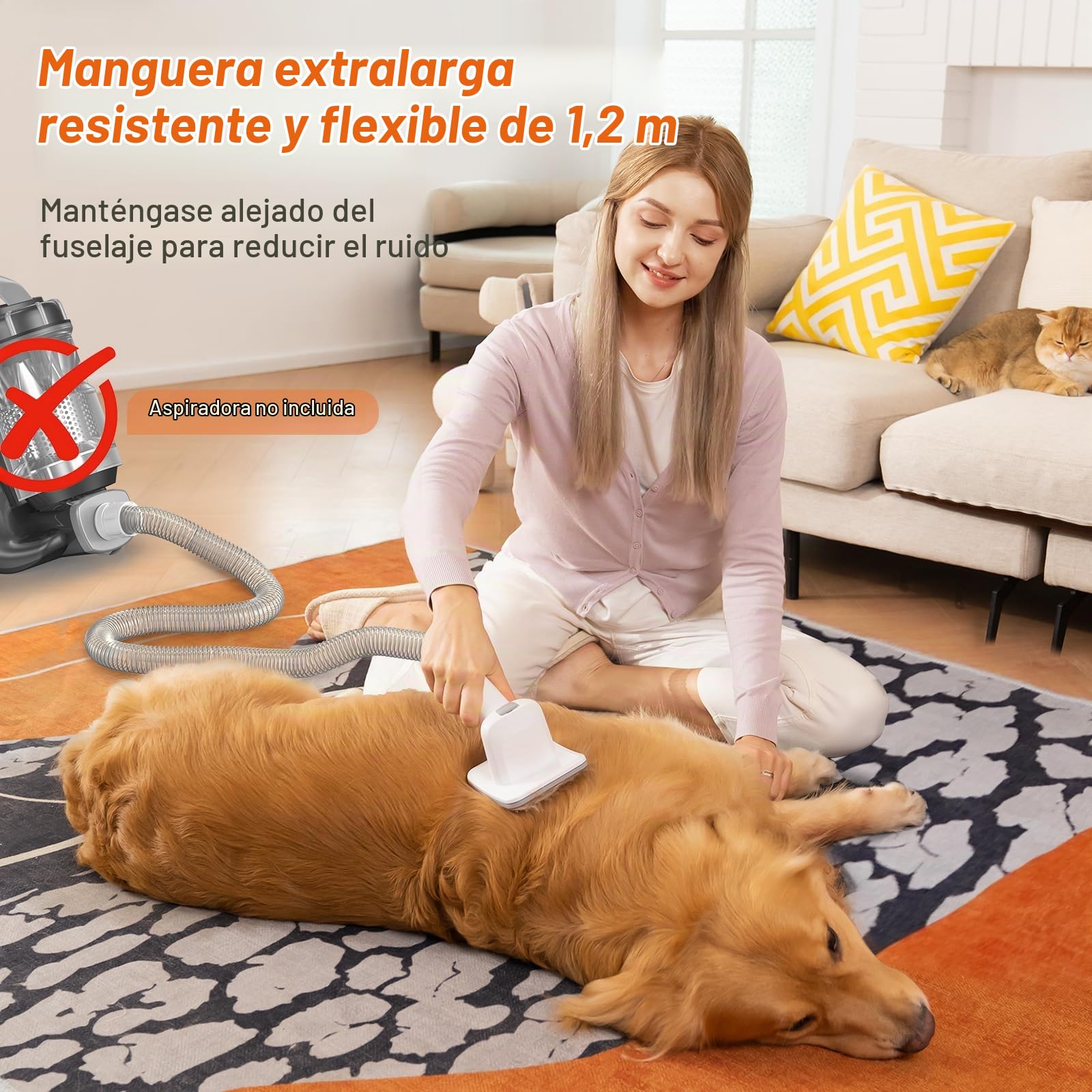 Cepillo para perros Afloia, cepillo para gatos, innovador kit de aseo para mascotas, con adaptador y tubos flexibles de 1 a 1,5'' | Cepillo para mascotas universal con tubo flexible y adaptador, perfecto para eliminar el pelo de perros y gatos.