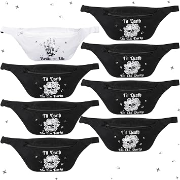 Abbylike 8 Pcs Bride or Die Bachelorette Party Fanny Pack Till Death Do Us Party Fanny Pack Gothic Skeleton Bachelorette Adjustable Waist Bags Funny Bachelorette Party Favors for Wedding Gifts